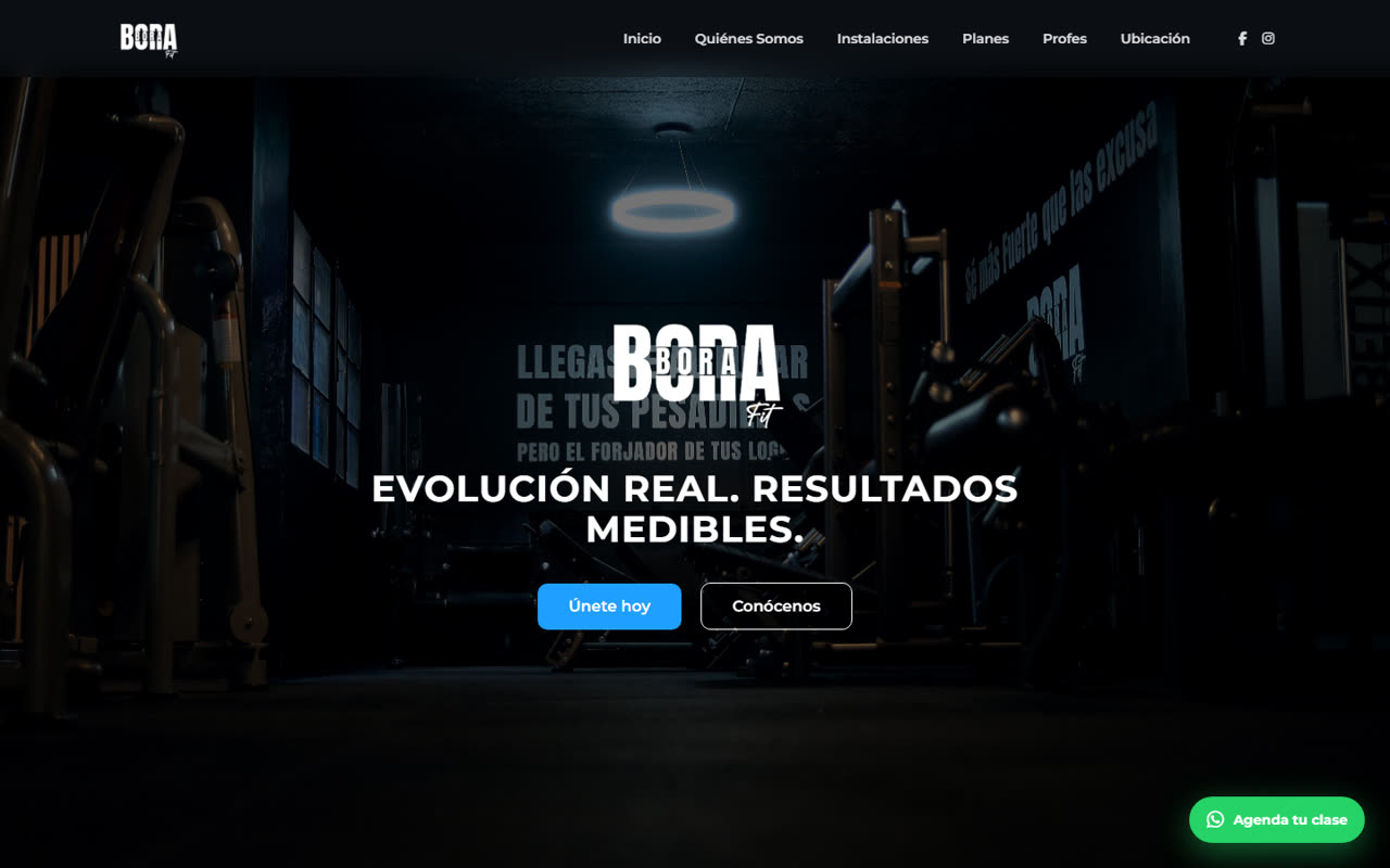 Captura de la portada de BoraFitness.fit, proyecto de Ramses Huggins